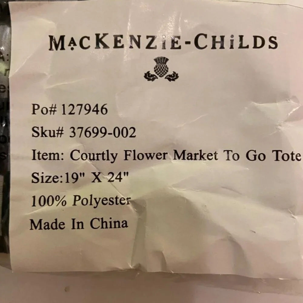 MacKenzie-Childs Courtly Check Apron and Flower to Market to go Tote - Picture 4 of 9